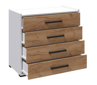Комод СОНАТА 4 ящика Белый/Дуб крафт золотой