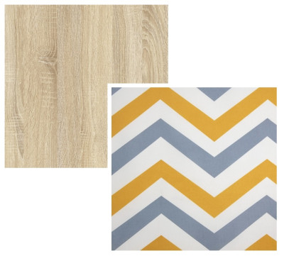 Кровать детская двухъярусная Карамель 75 Дуб Сонома (RIKKO YELLOW) желтые зигзаги