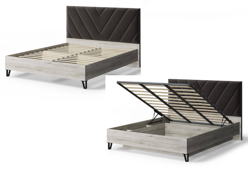 Кровать Аделия с мягким изголовьем, 1600*2000 мм, кофе