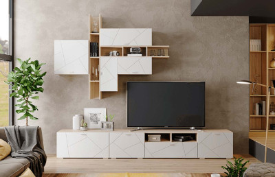 Гостиная Скайлайн, набор ДБ- 1, дуб сонома светлый/белый