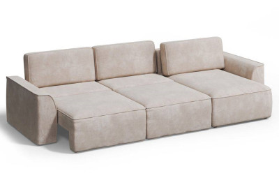 Угловой диван бежевый Поло плюс макси с подлокотниками велюр Бренди лайт 03