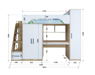 Кровать-чердак Тея винтерберг-лазурь без пенала