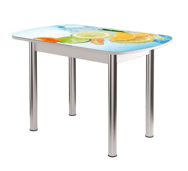 Стол Бостон-2 ф/п Фреш, 1100*700 мм, белый/хром брифинг