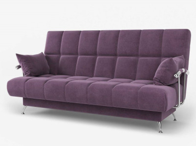 Диван фиолетовый Финка-2 ДК с подлокотниками и подушками велюр