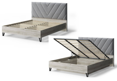 Кровать Аделия с мягким изголовьем, 1600*2000 мм, серый