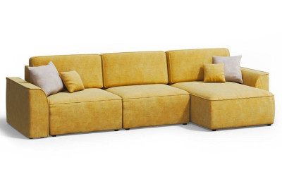 Угловой диван желтый Поло плюс макси с подлокотниками велюр Бренди лайт 16