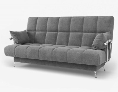 Диван серый Финка-2 ДК с подлокотниками и подушками велюр