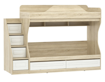 Кровать двухъярусная Оливия 041.51 Белое дерево / Дуб Сонома