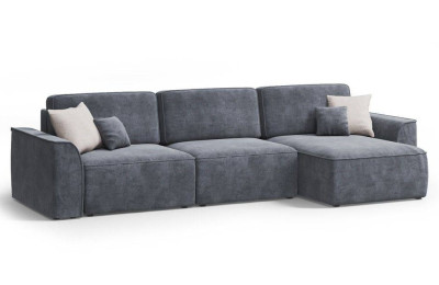 Угловой диван графит Поло плюс макси с подлокотниками велюр Бренди лайт 28