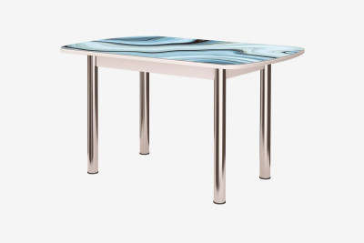 Стол Бостон 2, фотопечать Агат, белый/хром