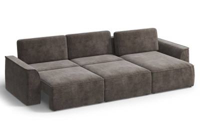 Угловой диван коричневый Поло плюс макси с подлокотниками велюр Бренди лайт 29