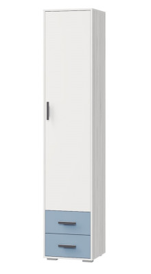 Шкаф для книг Стич с 1-ой дверью и 2-мя ящиками ясень анкор светлый/белый серо-голубой