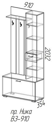 Вешалка с зеркалом В3910 "Ника"