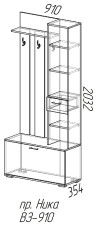 Вешалка с зеркалом В3910 "Ника"