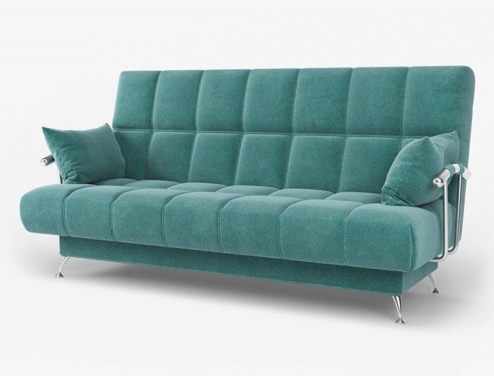 Диван бирюзовый Финка-2 ДК с подлокотниками и подушками велюр