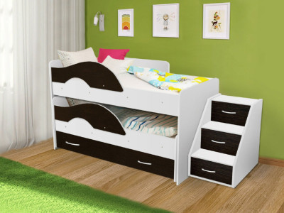 Кровать Матрешка (Радуга) 1,6 м. белый + венге