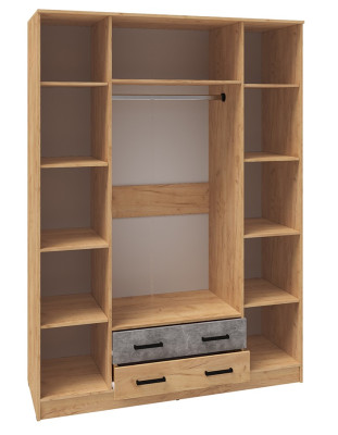 Шкаф четырехдверный Асти 1600 мм дуб крафт золотой/ателье светлое