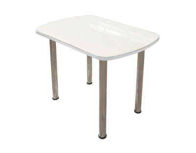 Стол овальный Бостон Белый глянец, 900*600 мм, хром брифинг