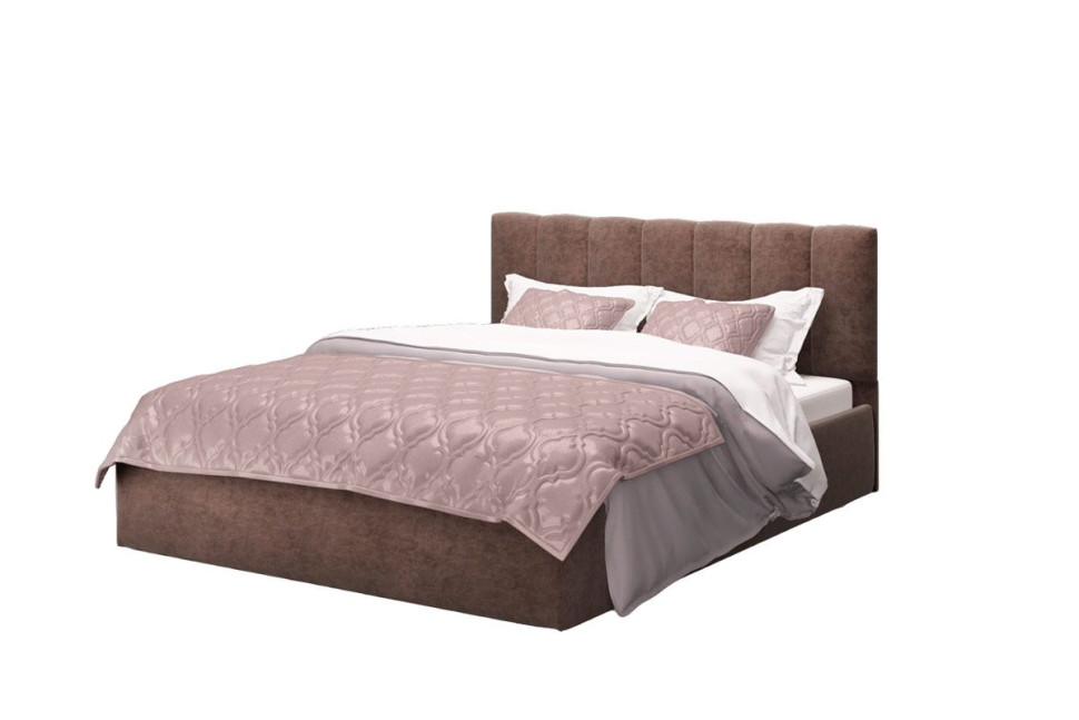 Кровать Элен 1600*2000 мм, велюр Rock 05, коричневый