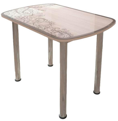 Стол овальный Бостон Светлый, 900*600 мм, фотопечать/хром брифинг