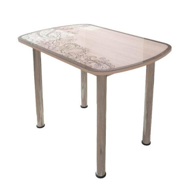 Стол овальный Бостон Светлый, 900*600 мм, фотопечать/хром брифинг