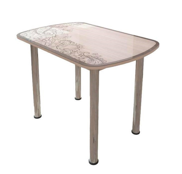 Стол овальный Бостон Светлый, 900*600 мм, фотопечать/хром брифинг