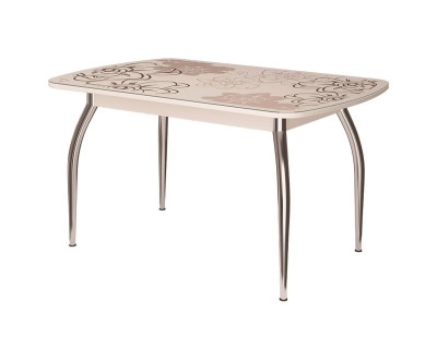 Стол овальный Бостон-2 Ваниль, 1100*700 мм, фотопечать/хром триумф