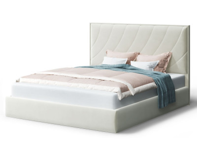 Кровать СОФИЯ 2000*1400мм (без опор), велюр Бренди лайт 02 (серо-белый), (б/основания, б/матраса)