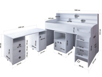 Детская кровать-чердак Малыш 5 дуб/Оранж