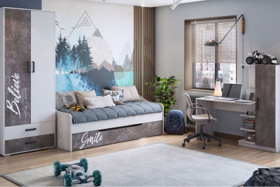 Стол компьютерный Оливер Уни (Софт), ясень анкор светлый/камень темный с ФП