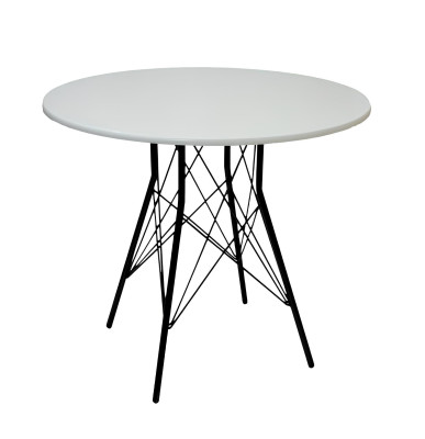 Стол КАСКАД D900, МДФ Белый глянец/пленка ПВХ, металл черный глянец Z800