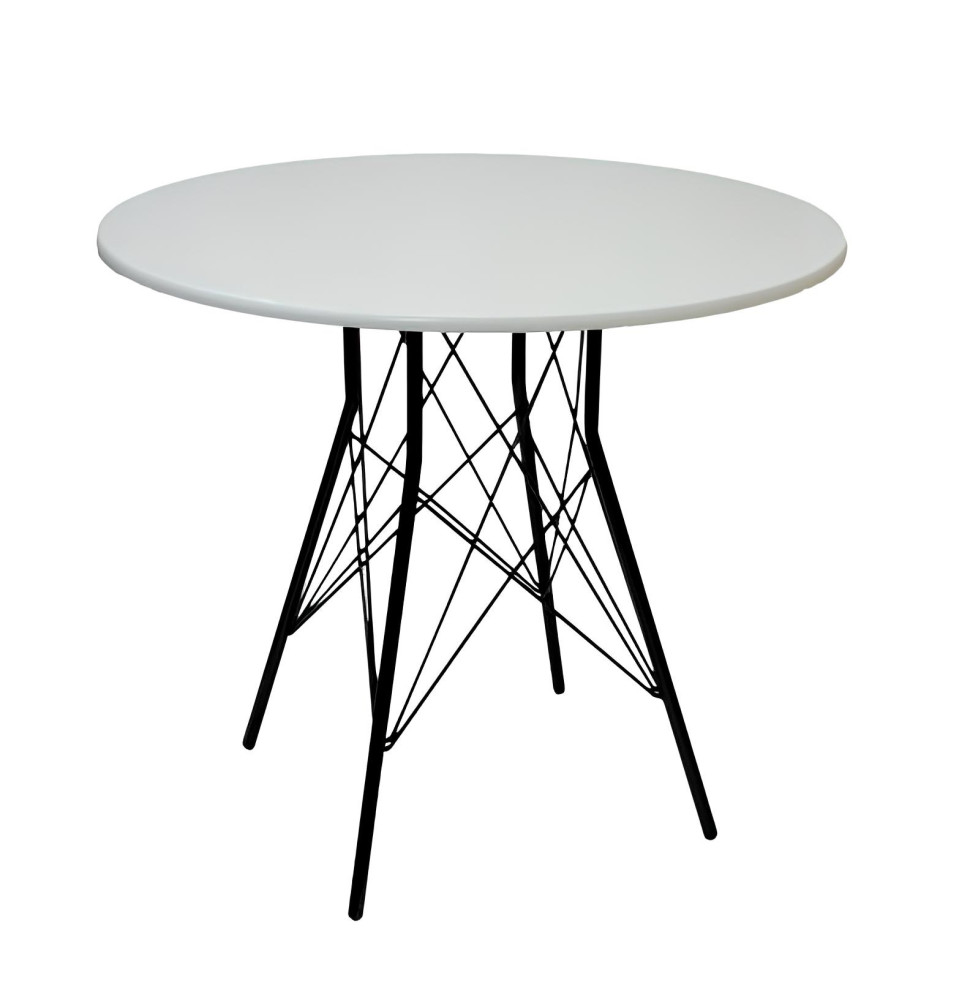 Стол КАСКАД D900, МДФ Белый глянец/пленка ПВХ, металл черный глянец Z800