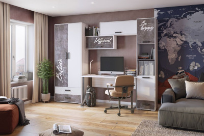 Тумба Оливер, 451 мм, ясень анкор светлый, камень темный, белый