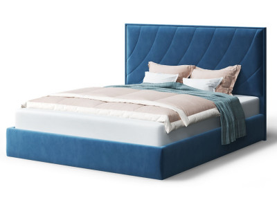 Кровать СОФИЯ 2000*1400мм (без опор), велюр Бренди лайт 08 (синий), (б/основания, б/матраса)