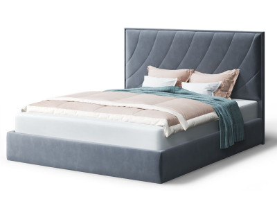 Кровать СОФИЯ 2000*1400мм (без опор), велюр Бренди лайт 28 (серый), (б/основания, б/матраса)