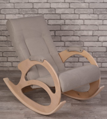 Кресло-качалка К 5/RS14 светло серый велюр беленый дуб