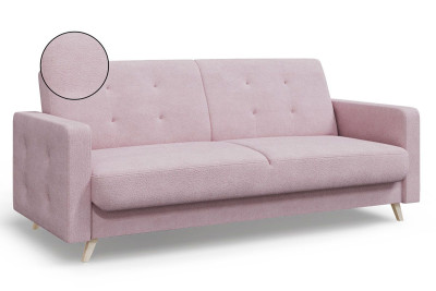 Диван-кровать розовый букле с подлокотниками Памир