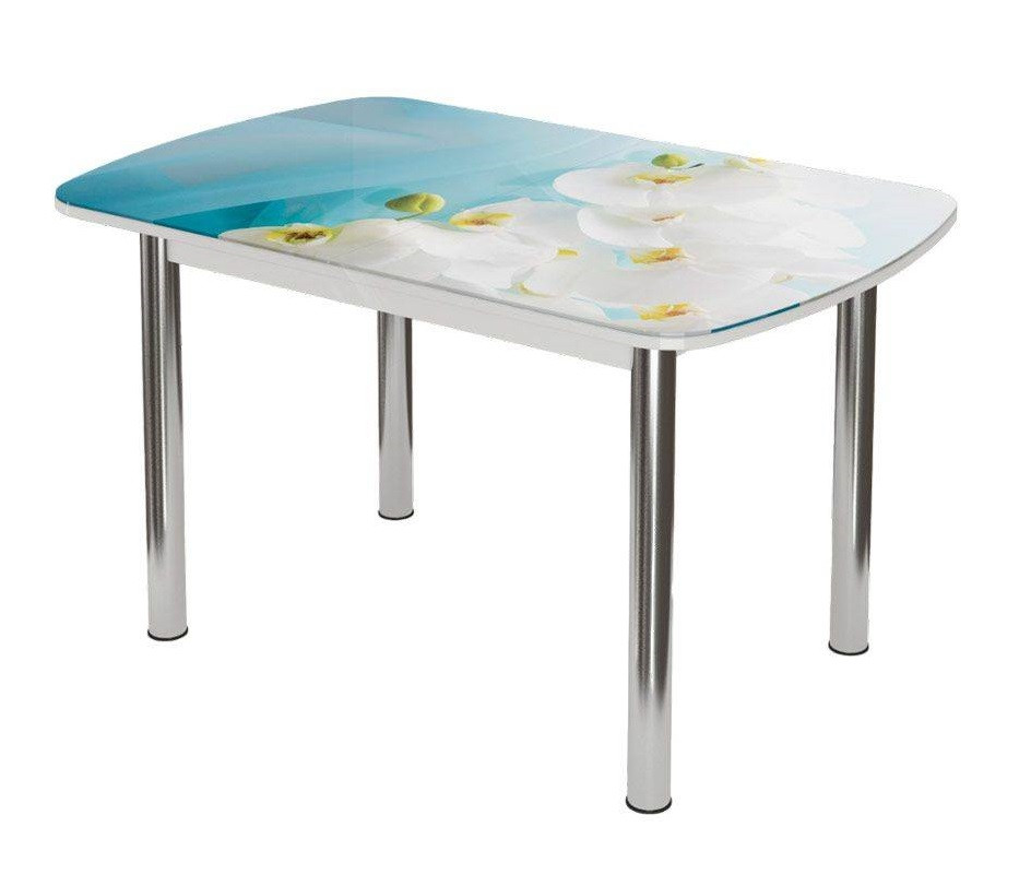 Стол овальный Бостон Белая орхидея, 900*600 мм, белая орхидея/белый/хром брифинг