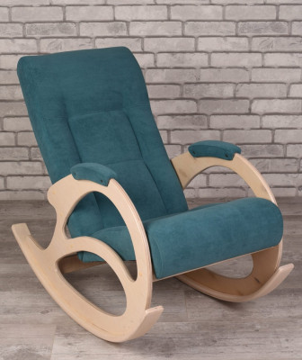 Кресло-качалка К 5/RS29 синий велюр беленый дуб