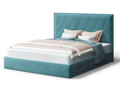 Кровать СОФИЯ 2000*1600мм (без опор), велюр NEO 22 (бирюзовый), (б/основания, б/матраса)