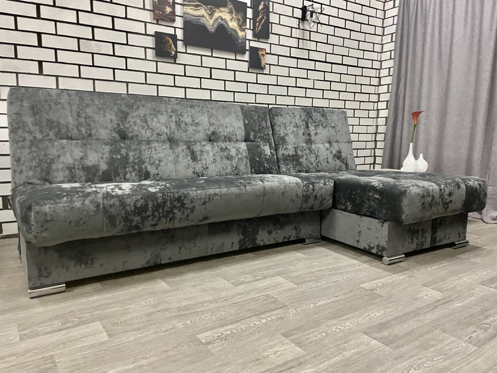 Диван серый Белиз с оттоманкой велюр Bliss 42