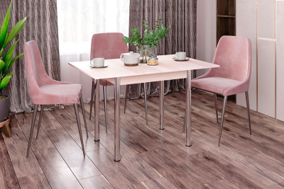 Стол поворотно-раскладной Бридж, дуб атланта/хром брифинг