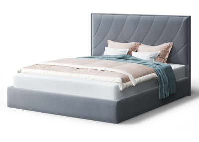 Кровать СОФИЯ 2000*1600мм (без опор), велюр NEO 25 (серый), (б/основания, б/матраса)