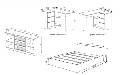 Спальня комплектация1 белый Мори