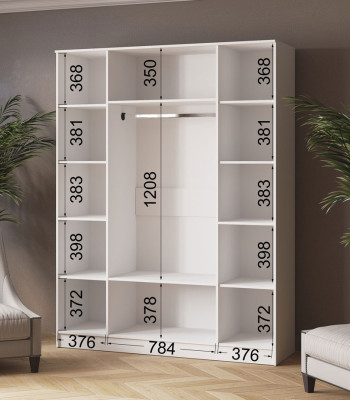 Шкаф Ларс 1600 с зеркалом белый