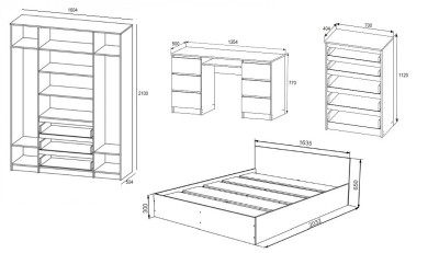 Спальня комплектация3 белый Мори
