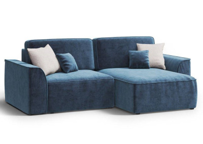 Угловой диван Поло плюс синий с подлокотниками велюр Бренди лайт 08