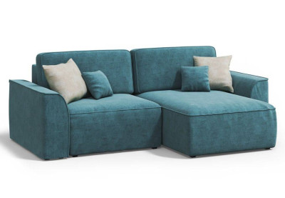 Угловой диван Поло плюс бирюзовый с подлокотниками велюр Бренди лайт 15