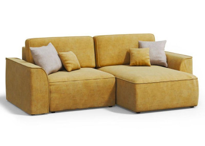 Угловой диван Поло плюс желтый с подлокотниками велюр Бренди лайт 16
