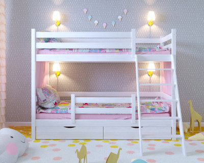 Двухъярусная кровать Сонечка с защитными бортиками и ящиками